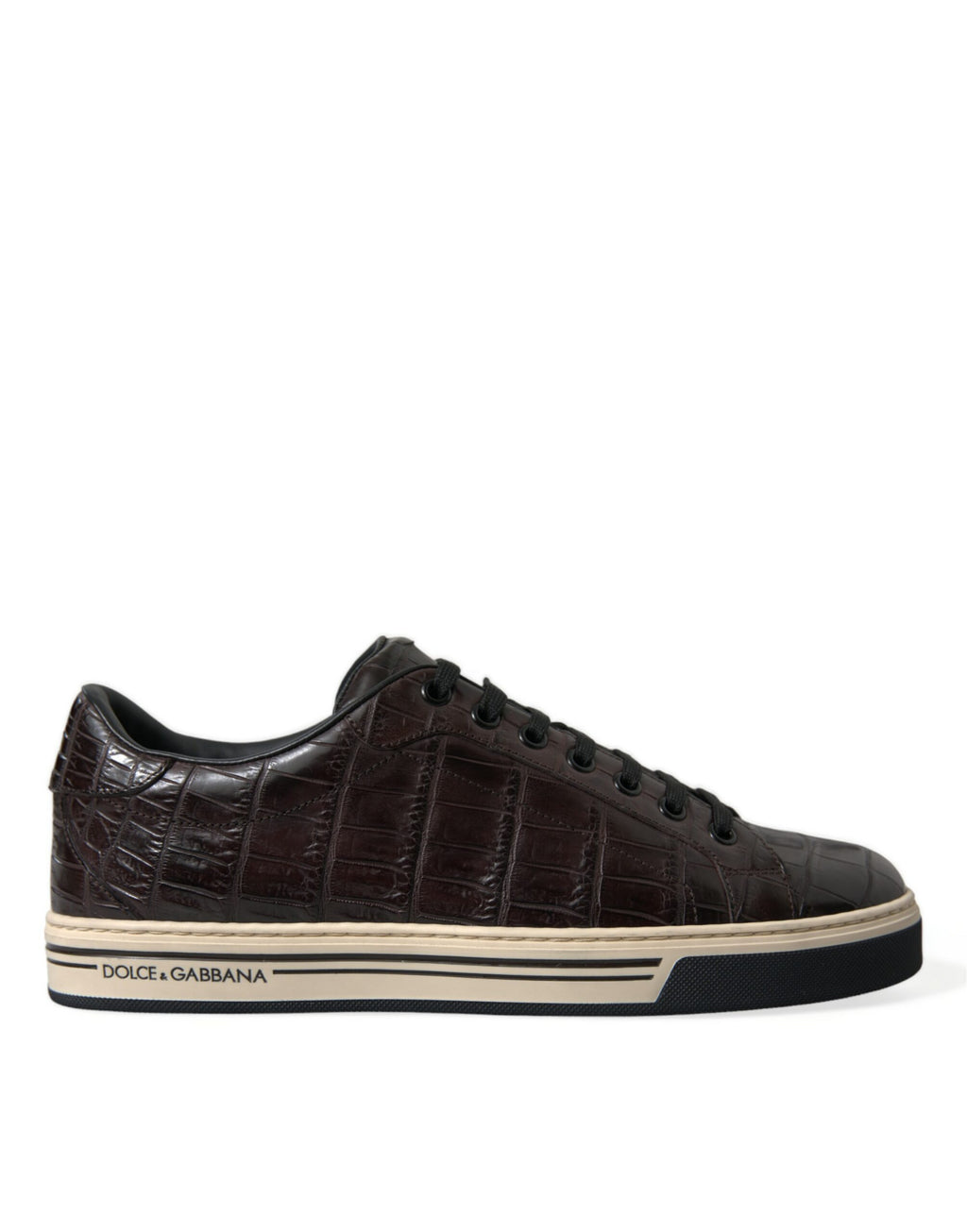 Dolce & Gabbana Brown Croc Exotic Leather Men's Casual Sneakers Shoes
