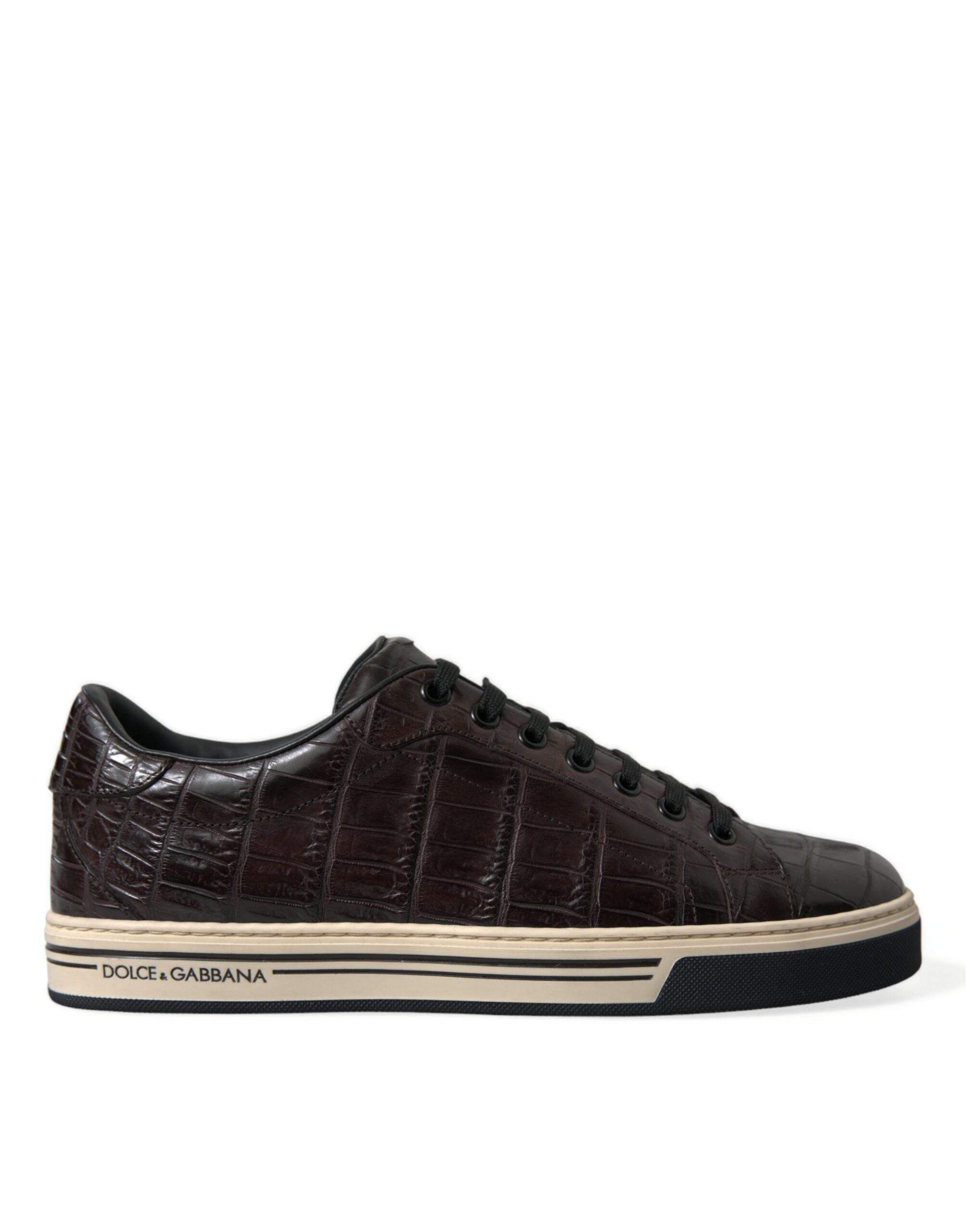 Dolce & Gabbana Brown Croc Exotic Leather Men's Casual Sneakers Shoes