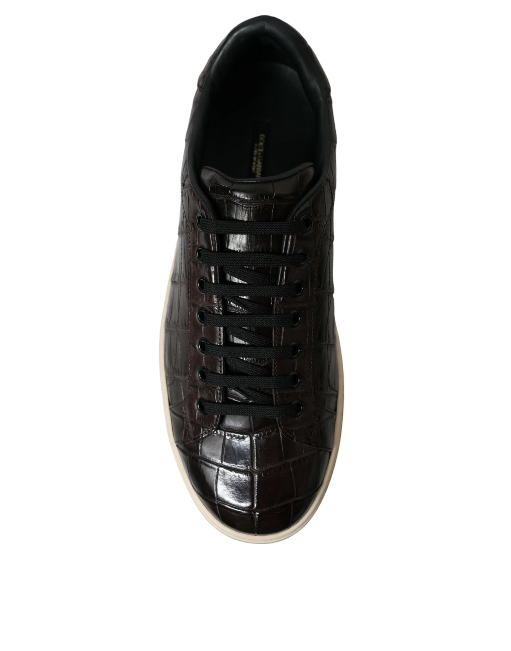 Dolce & Gabbana Brown Croc Exotic Leather Men's Casual Sneakers Shoes
