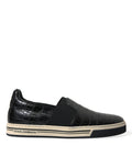 Dolce & Gabbana Schwarz Kroko Exotische Leder Turnschuhe Schuhe