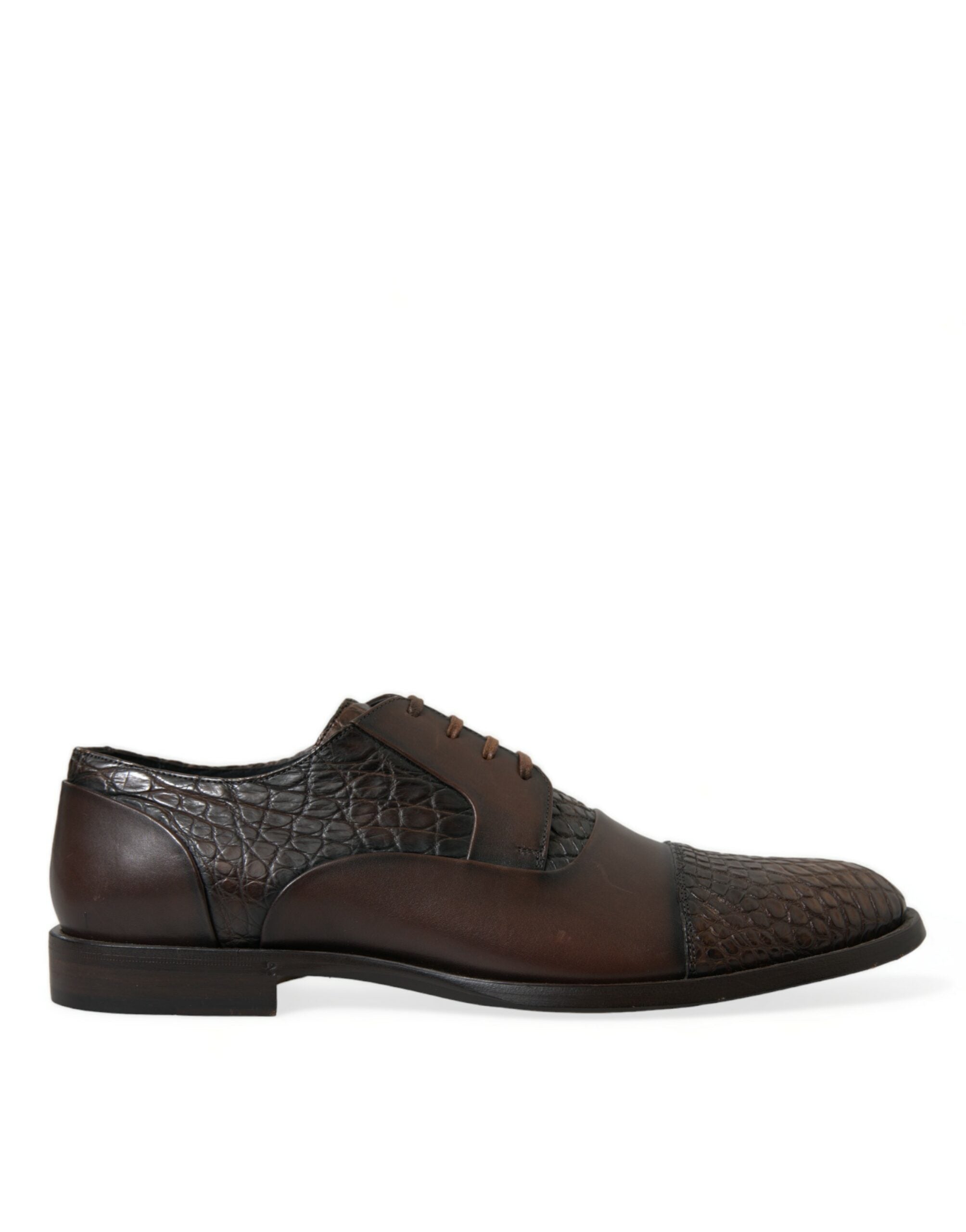 Dolce & Gabbana Braune Exotische Leder Schnürschuhe Oxford Dress Schuhe