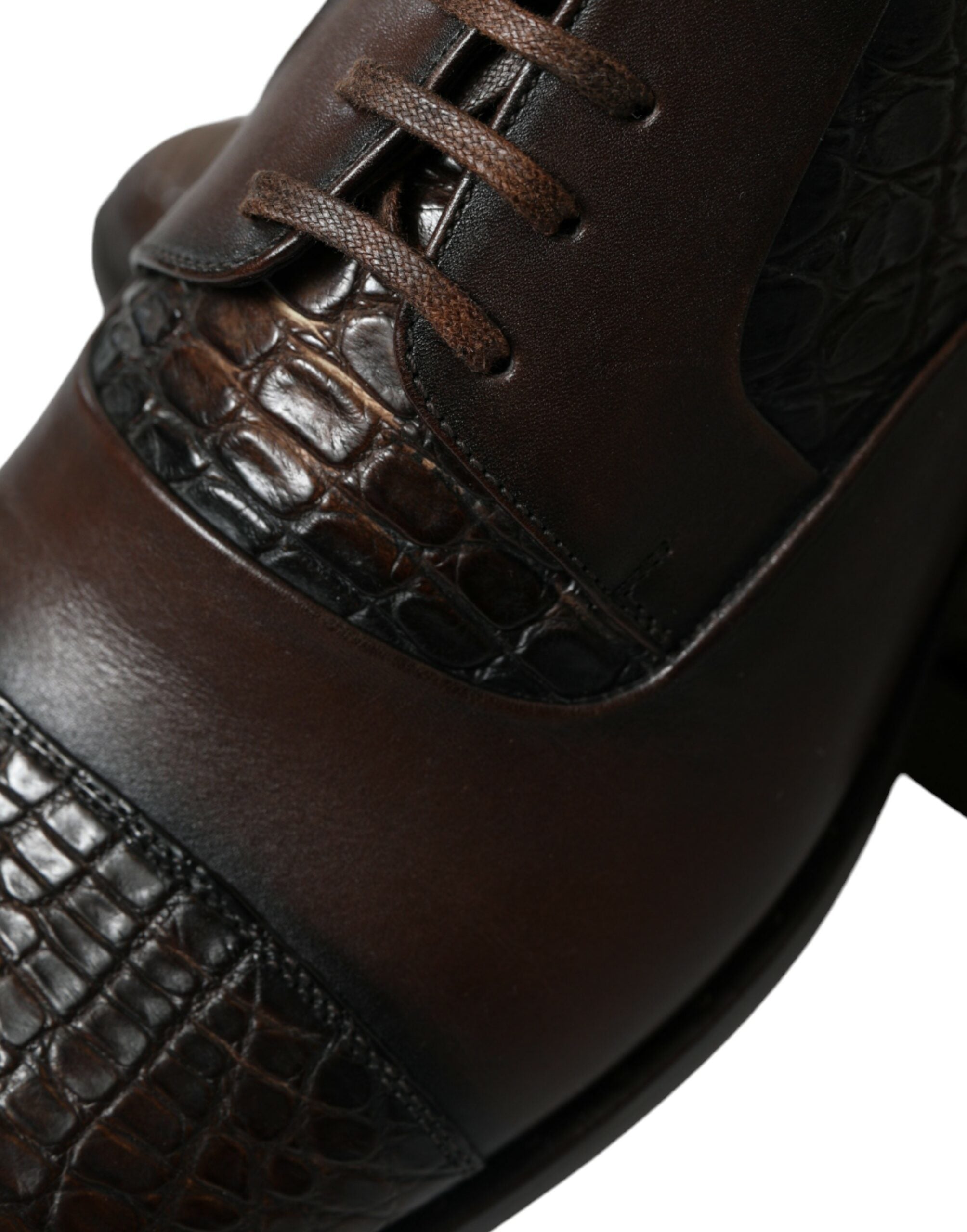 Dolce & Gabbana Braune Exotische Leder Schnürschuhe Oxford Dress Schuhe