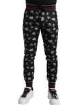Dolce & Gabbana Black Ring Silk Jogging Pants