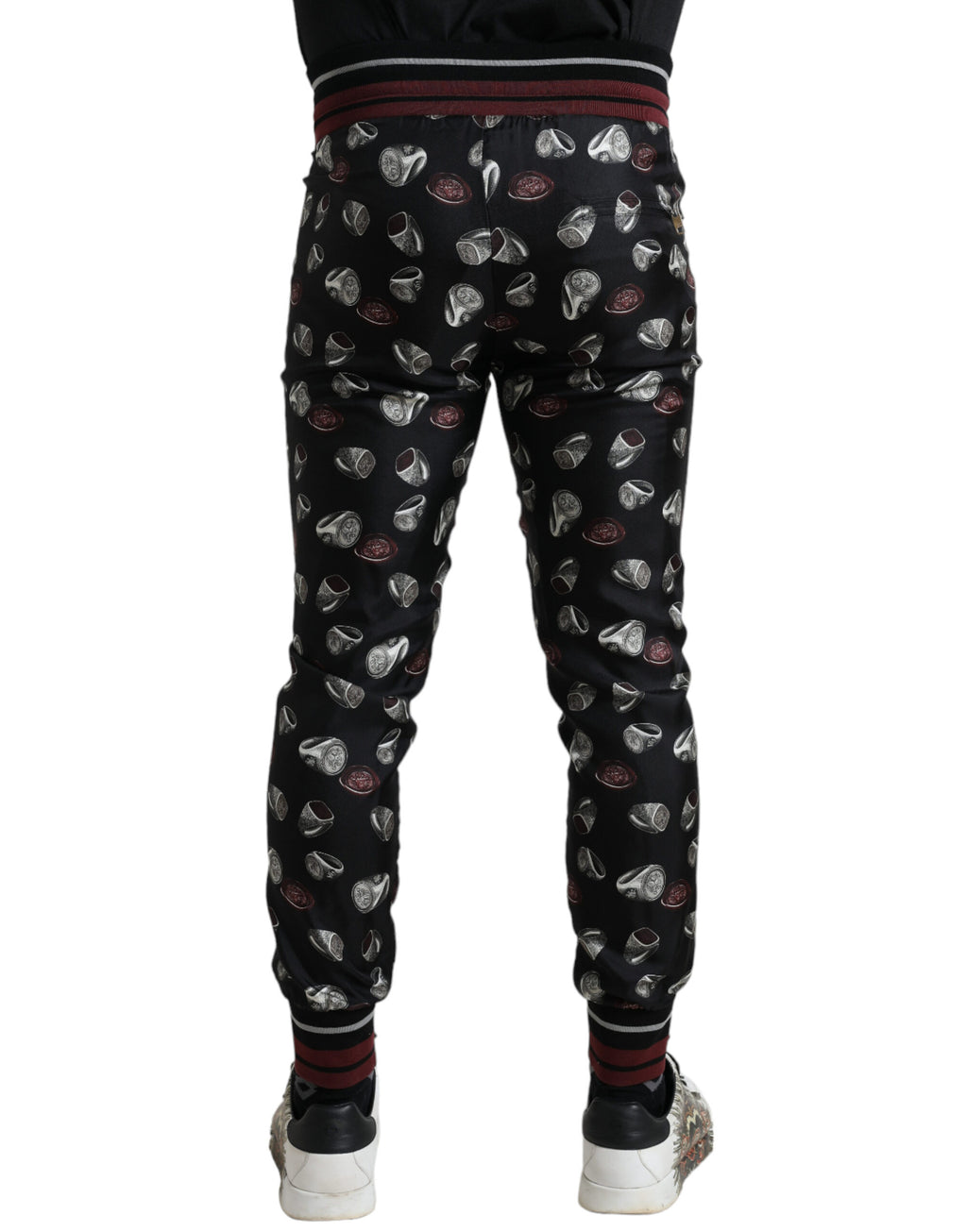 Dolce & Gabbana Black Ring Silk Jogging Pants