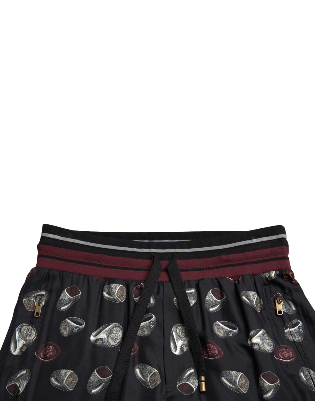 Dolce & Gabbana Black Ring Silk Jogging Pants