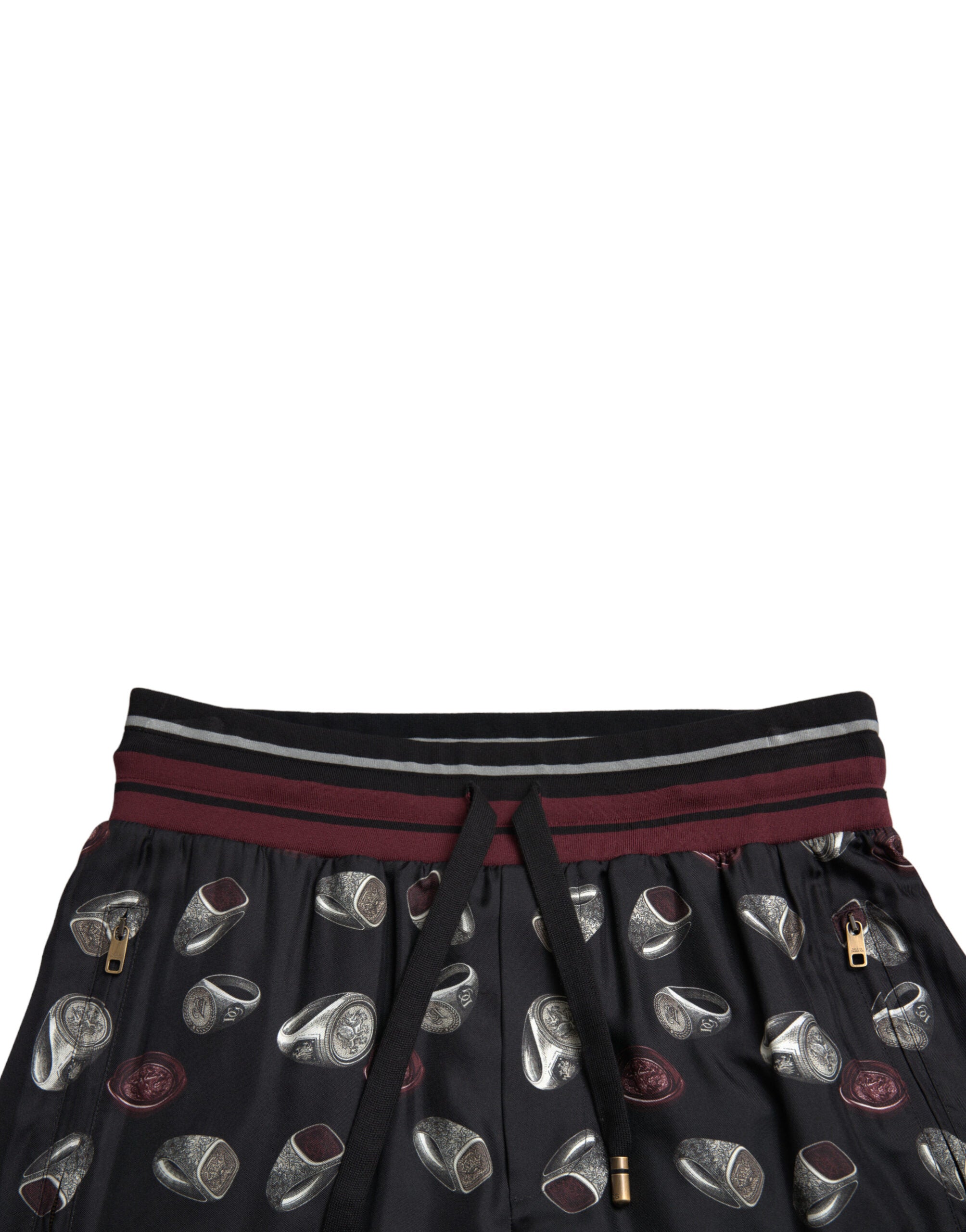 Dolce & Gabbana Black Ring Silk Jogging Pants