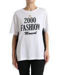 Dolce & Gabbana White Slogan-Print Lace-Up T-Shirt