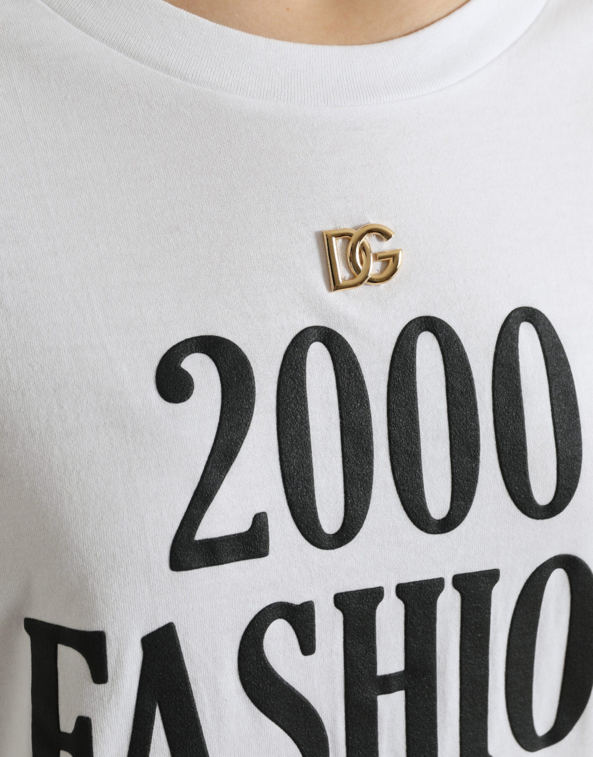 Dolce & Gabbana White Slogan-Print Lace-Up T-Shirt