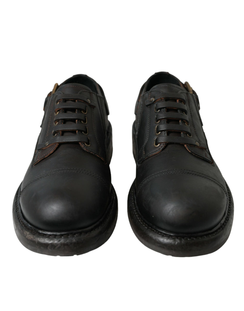 Dolce & Gabbana Brown Leather Lace Up Derby Men's Dress Shoes