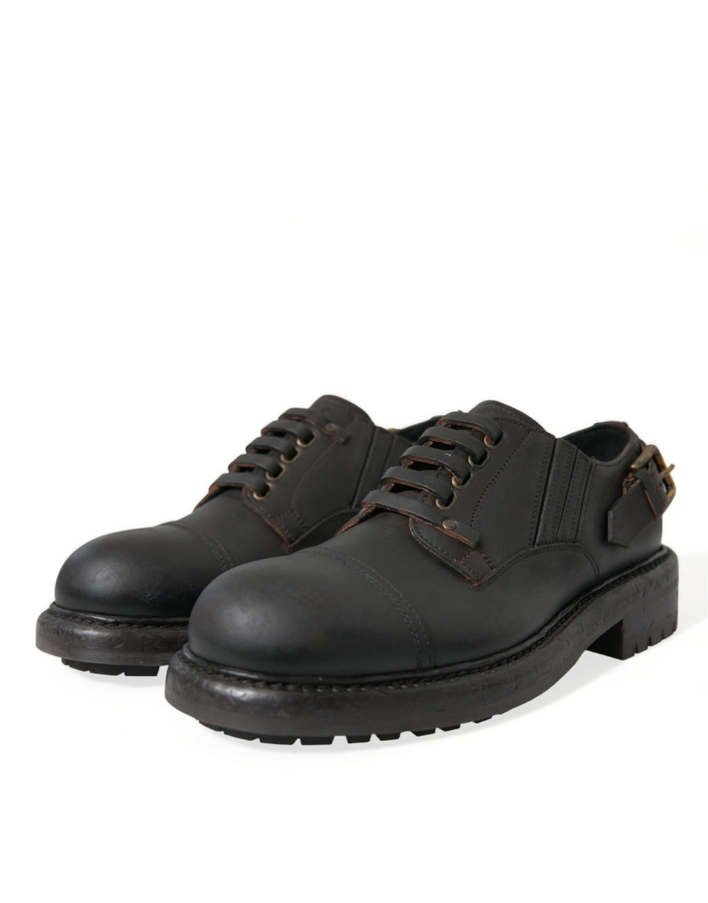 Dolce & Gabbana Brown Leather Lace Up Derby Men's Dress Shoes