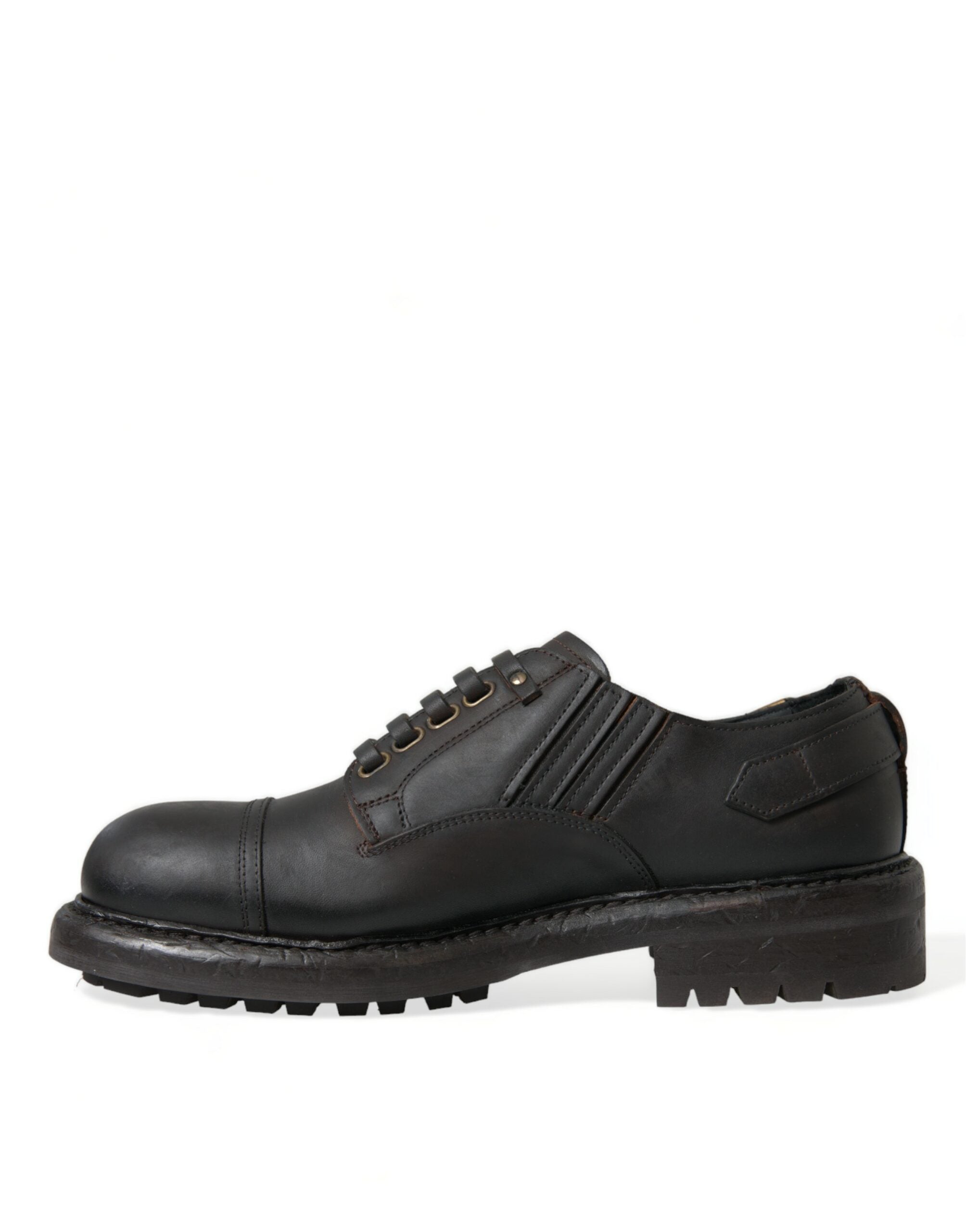 Dolce & Gabbana Brown Leather Lace Up Derby Men's Dress Shoes