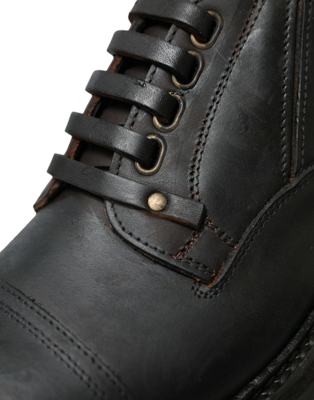 Dolce & Gabbana Brown Leather Lace Up Derby Men's Dress Shoes