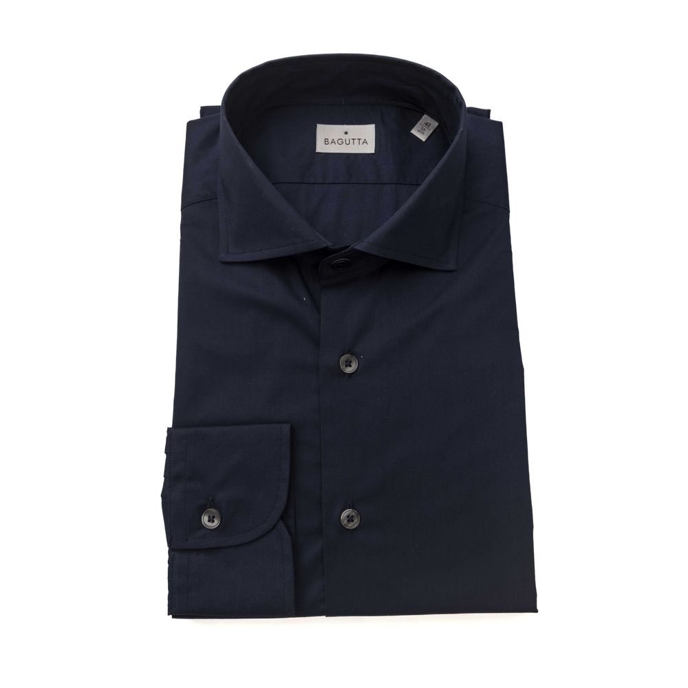 Bagutta Blaues Baumwollhemd für Herren, Slim Fit