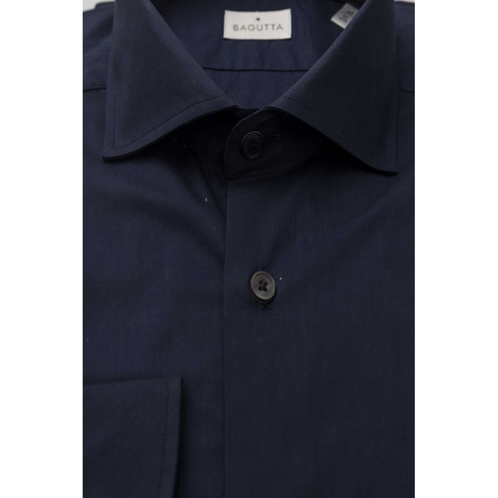 Bagutta Blaues Baumwollhemd für Herren, Slim Fit