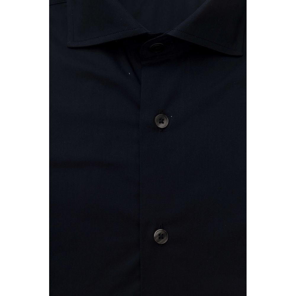 Bagutta Blaues Baumwollhemd für Herren, Slim Fit