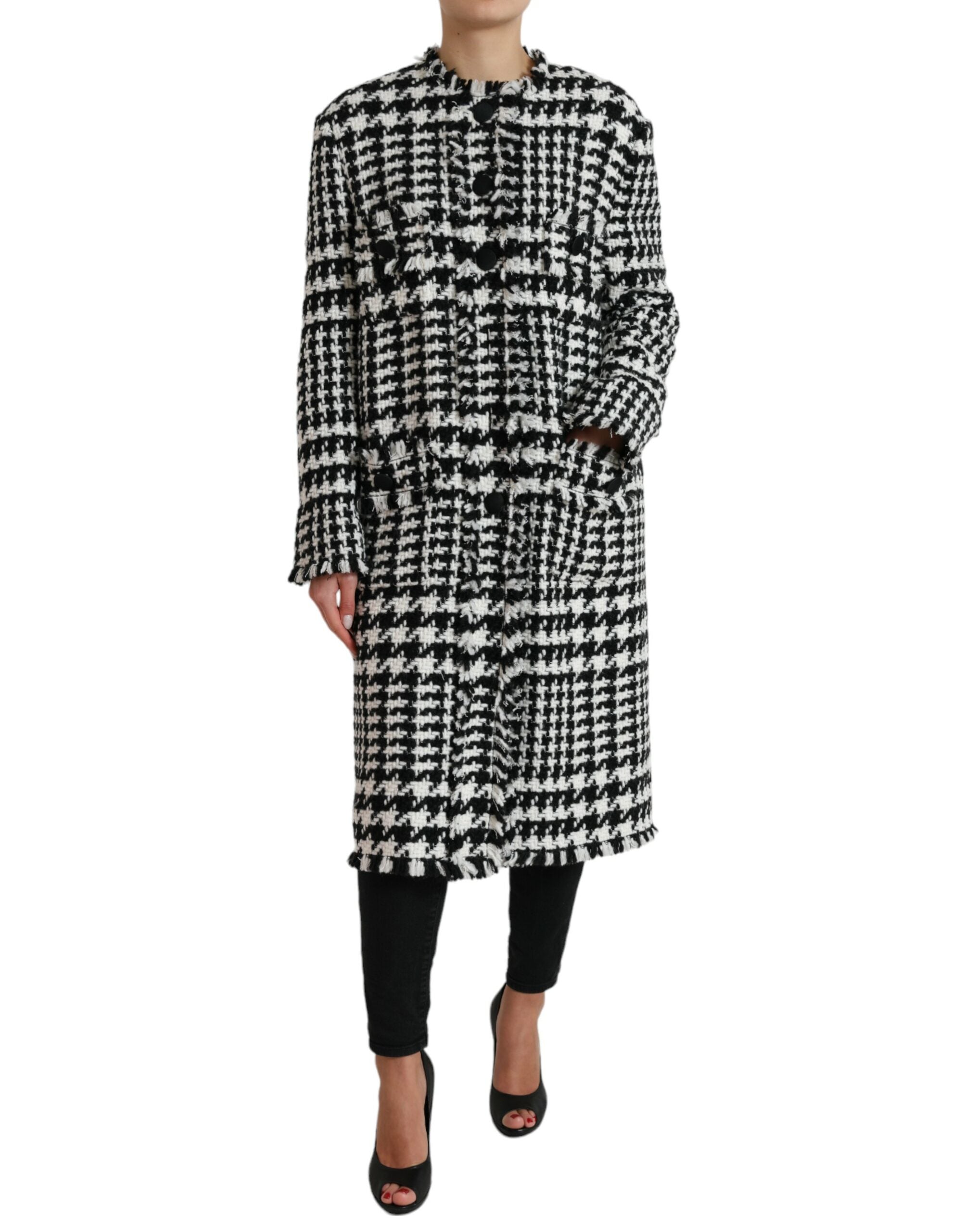 Dolce & Gabbana Schwarz Weiß Hahnentritt Trenchcoat Jacke