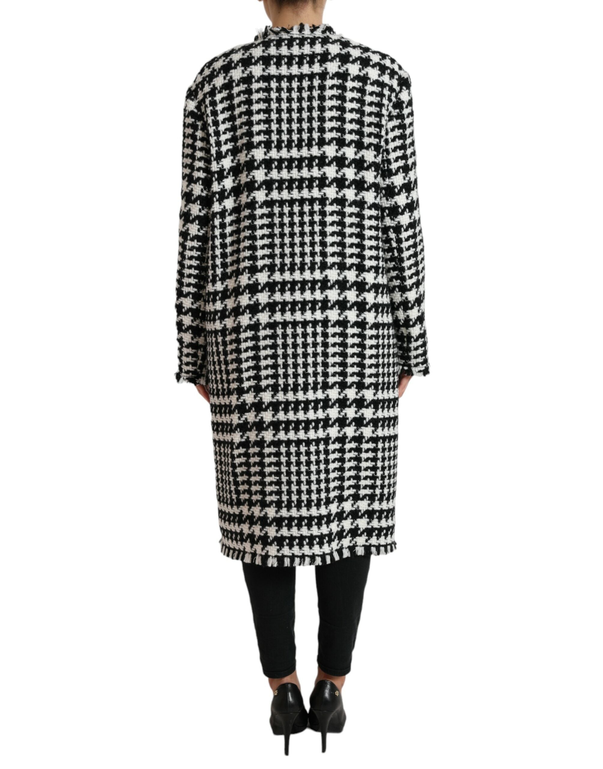 Dolce & Gabbana Schwarz Weiß Hahnentritt Trenchcoat Jacke