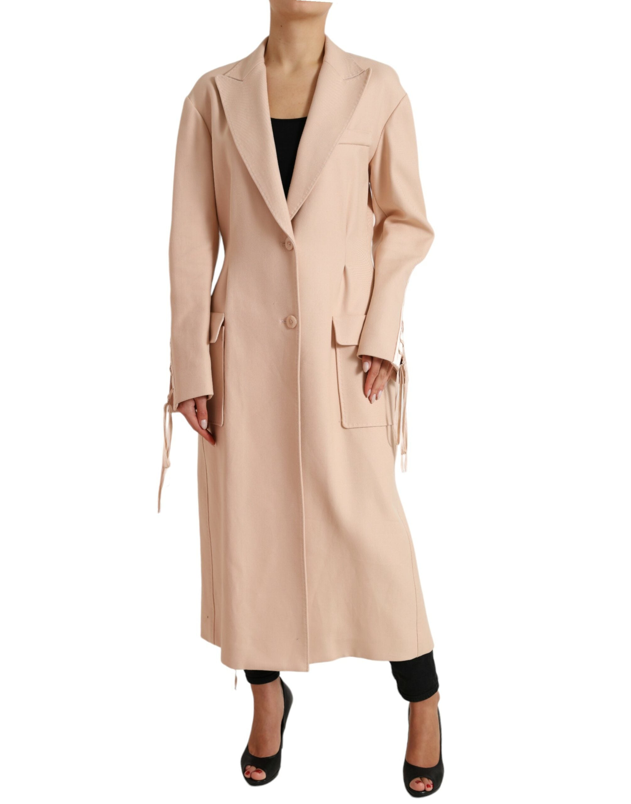 Dolce & Gabbana Beige Baumwolle Einreihiger Langmantel Jacke