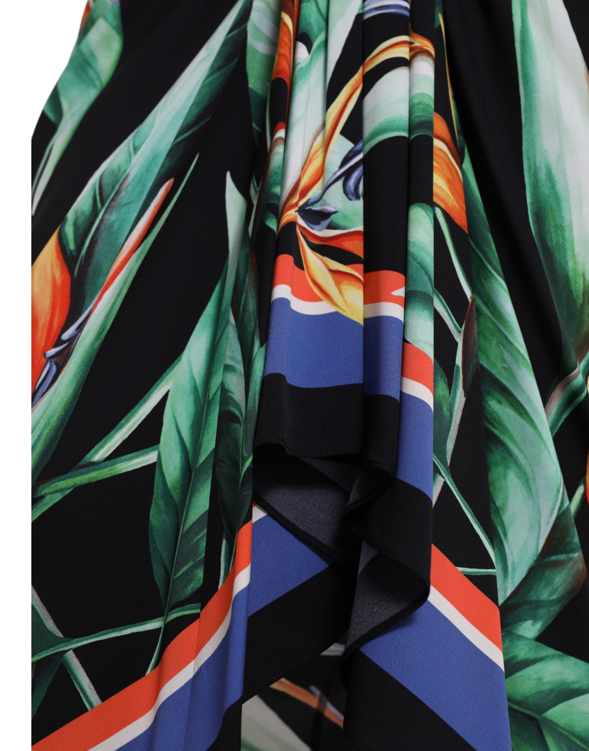 Dolce & Gabbana Black Strelitzia High-Waisted Wrap Midi Skirt