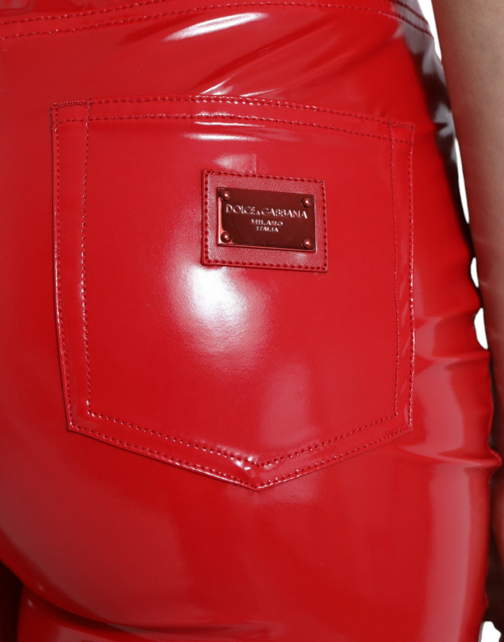 Dolce & Gabbana Shiny Red High-Waisted Skinny Trousers