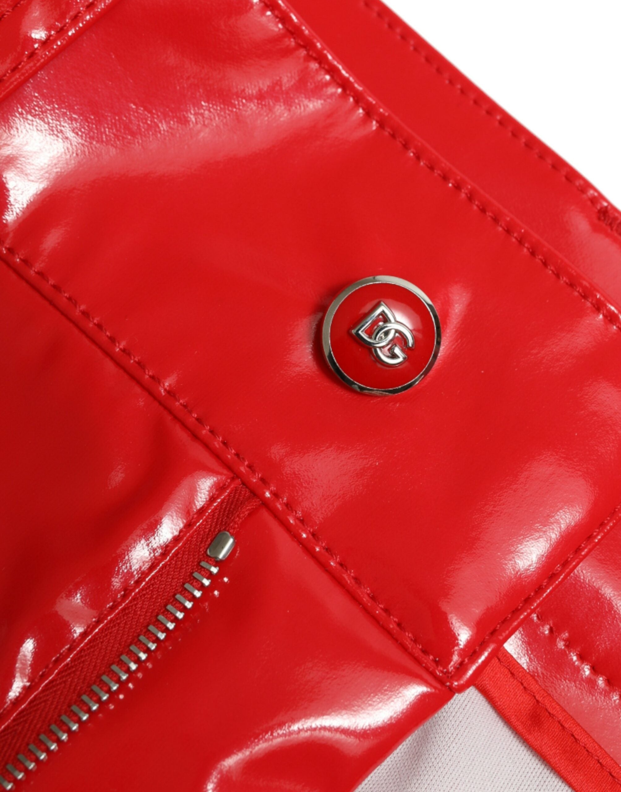 Dolce & Gabbana Shiny Red High-Waisted Skinny Trousers