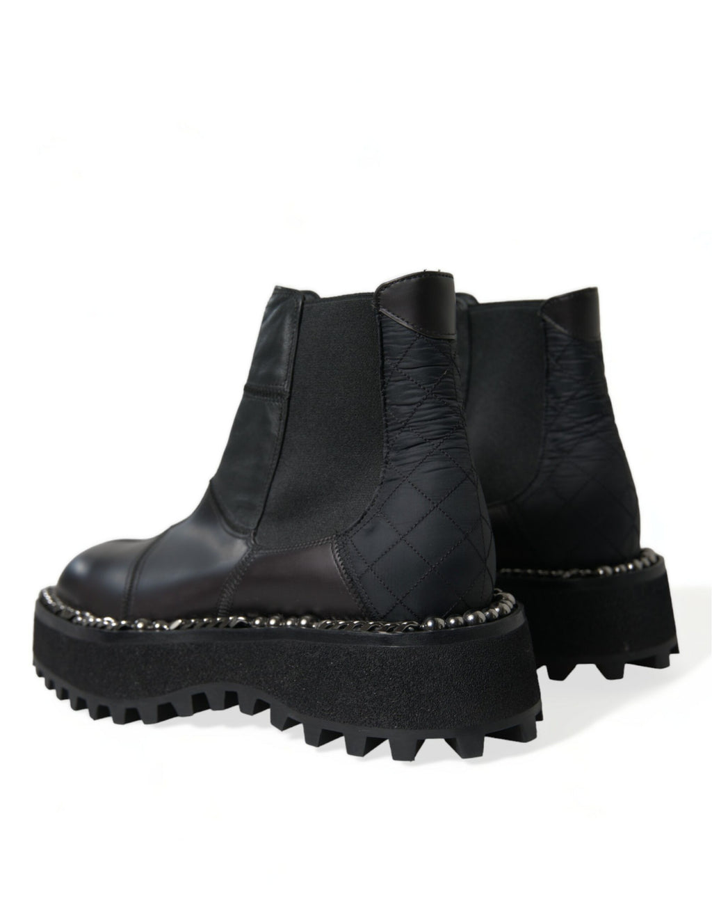 Dolce & Gabbana Schwarz Leder Slip On Stretch Chelsea Boots Schuhe