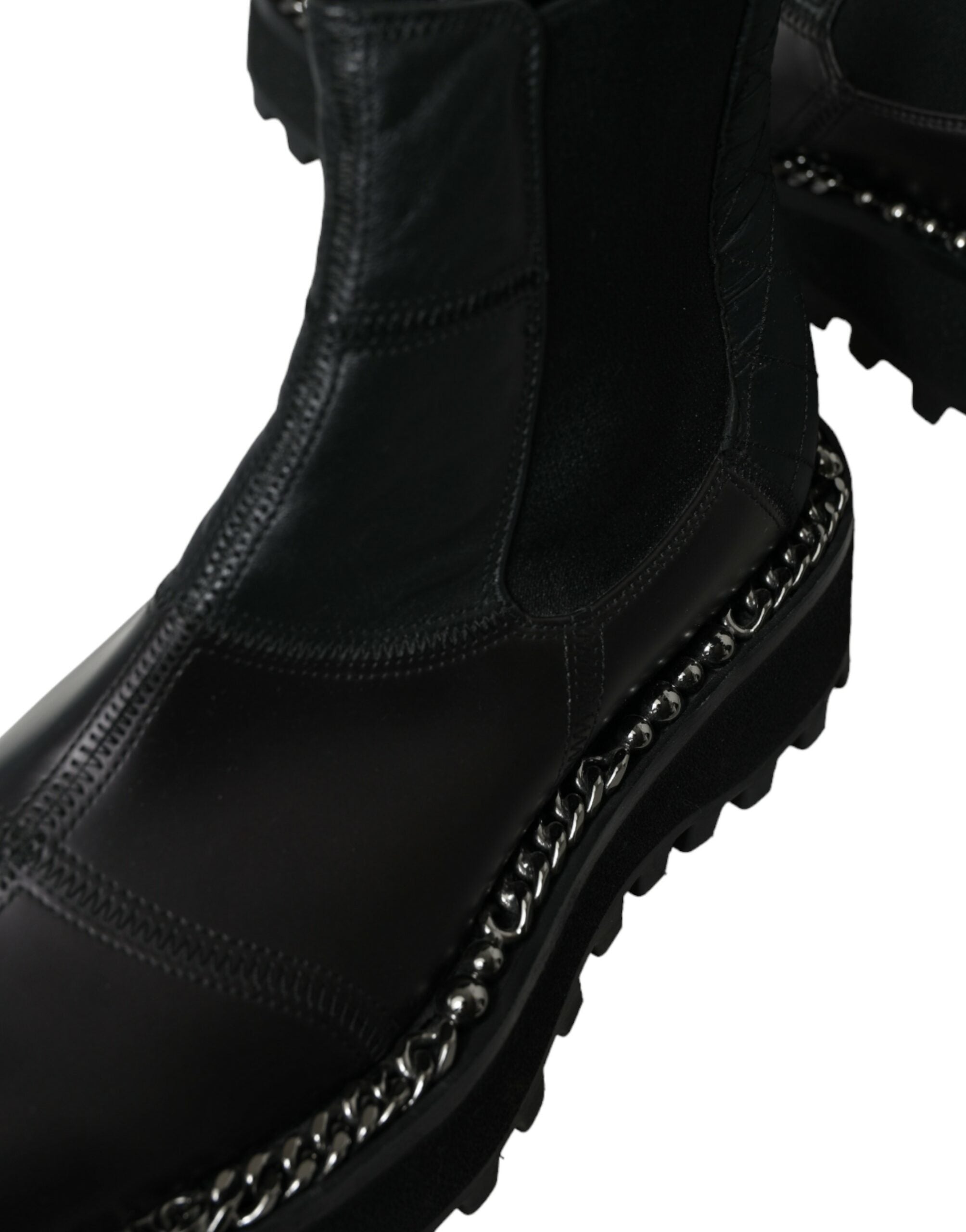 Dolce & Gabbana Schwarz Leder Slip On Stretch Chelsea Boots Schuhe