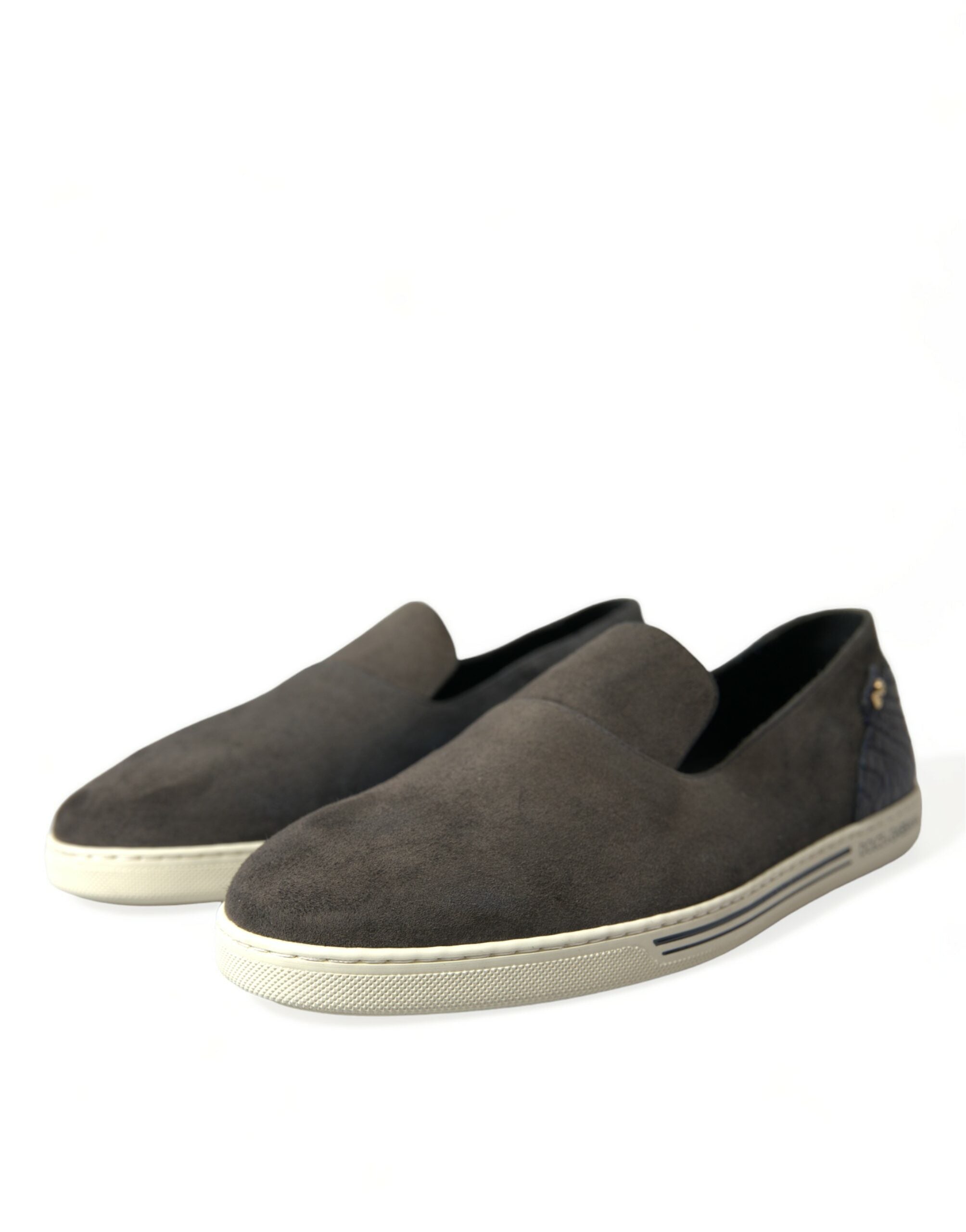 Dolce & Gabbana Blue Suede Caiman Men's Loafers Slippers Shoes