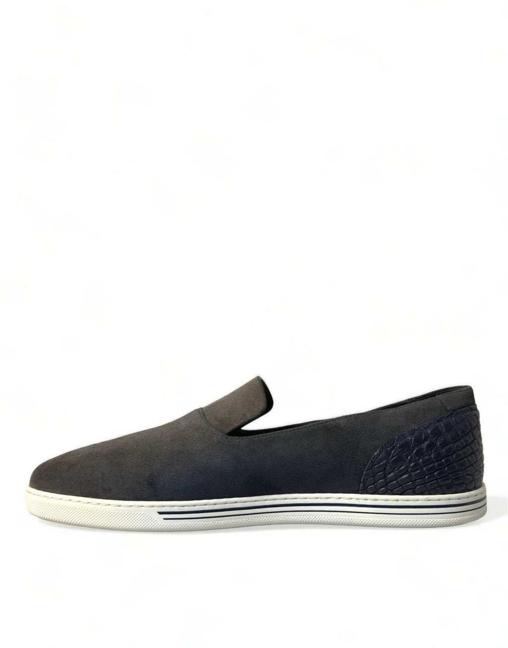 Dolce & Gabbana Blue Suede Caiman Men's Loafers Slippers Shoes