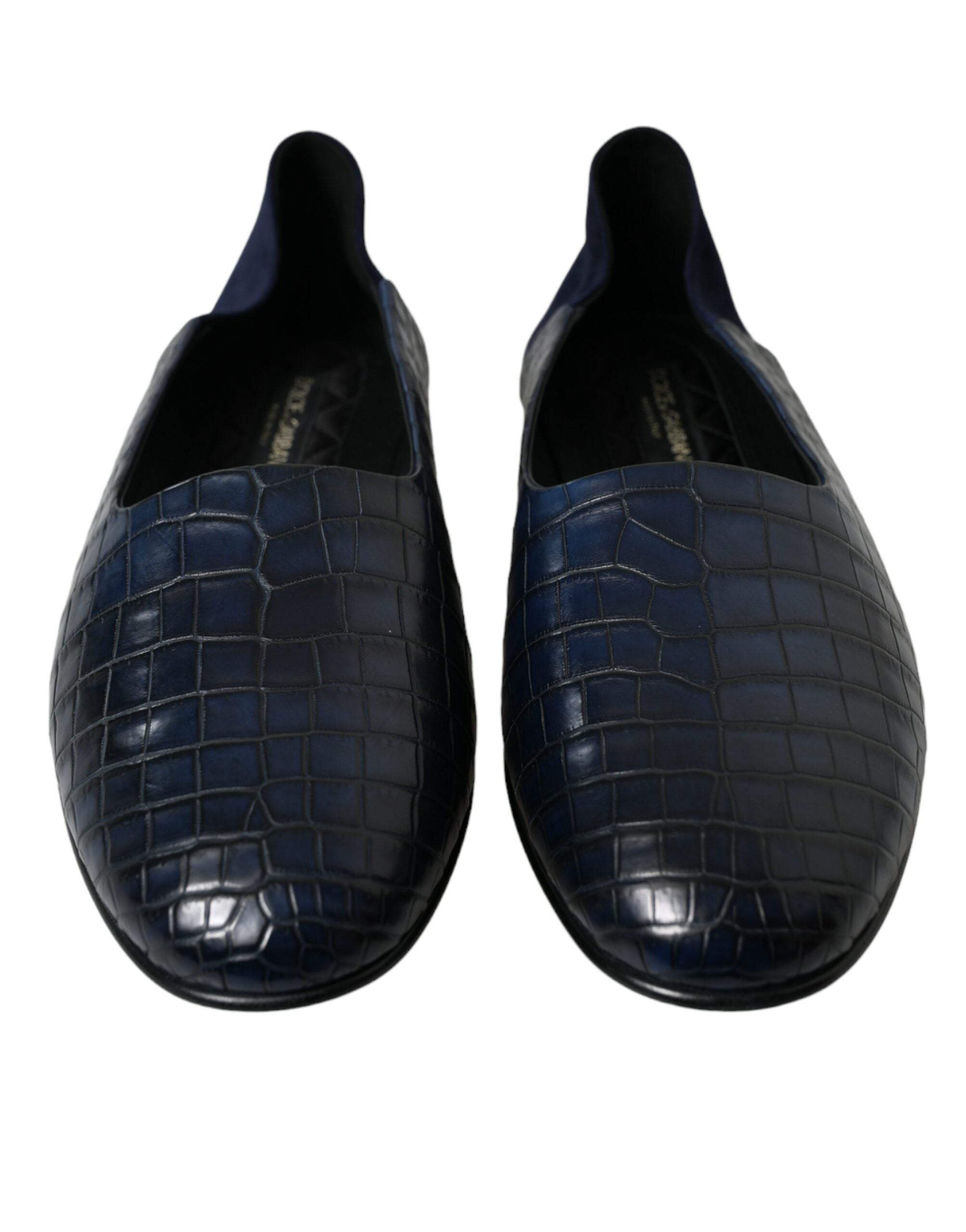 Dolce & Gabbana Blue Crocodile Leather Loafer Slip-On Shoes