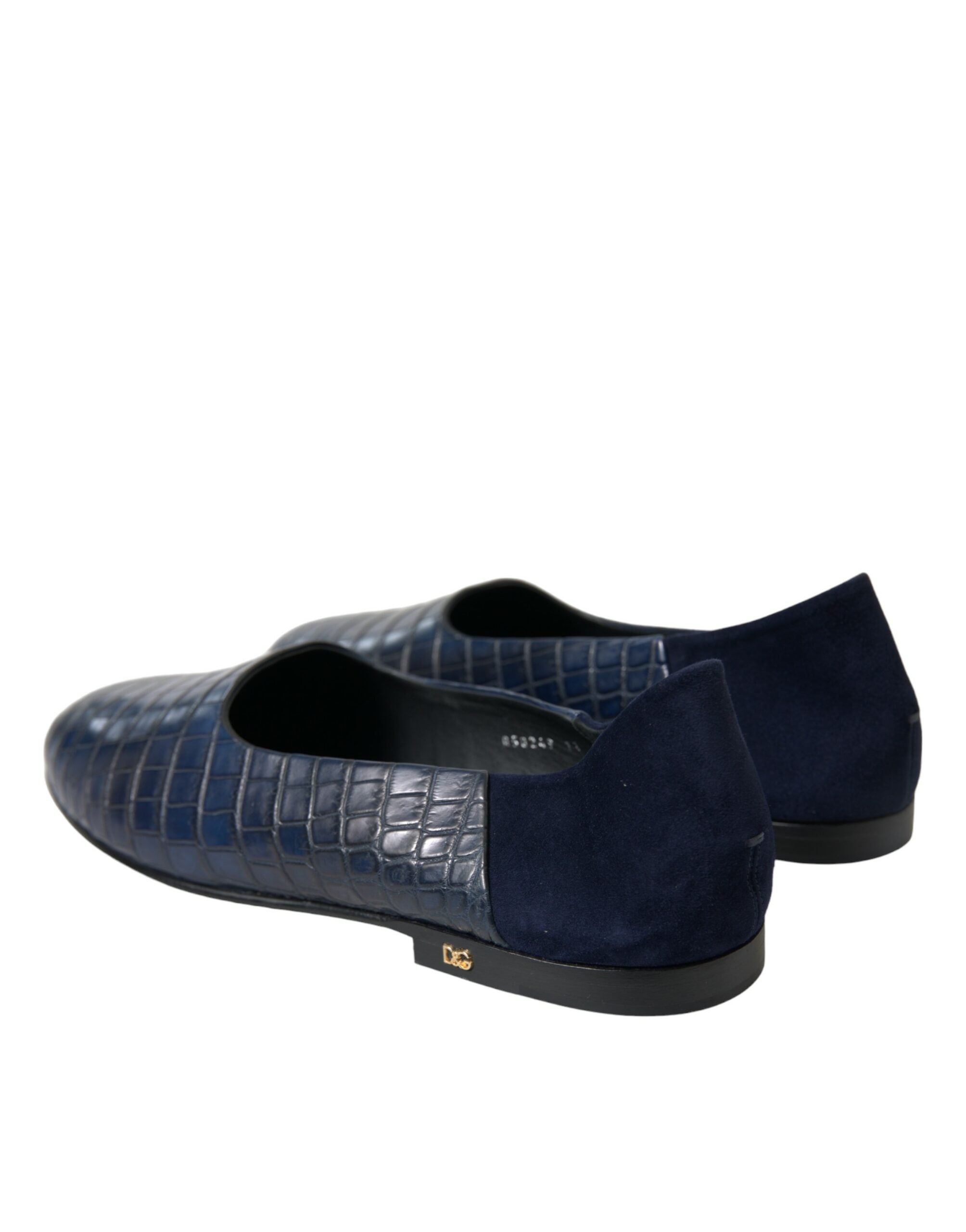 Dolce & Gabbana Blue Crocodile Leather Loafer Slip-On Shoes