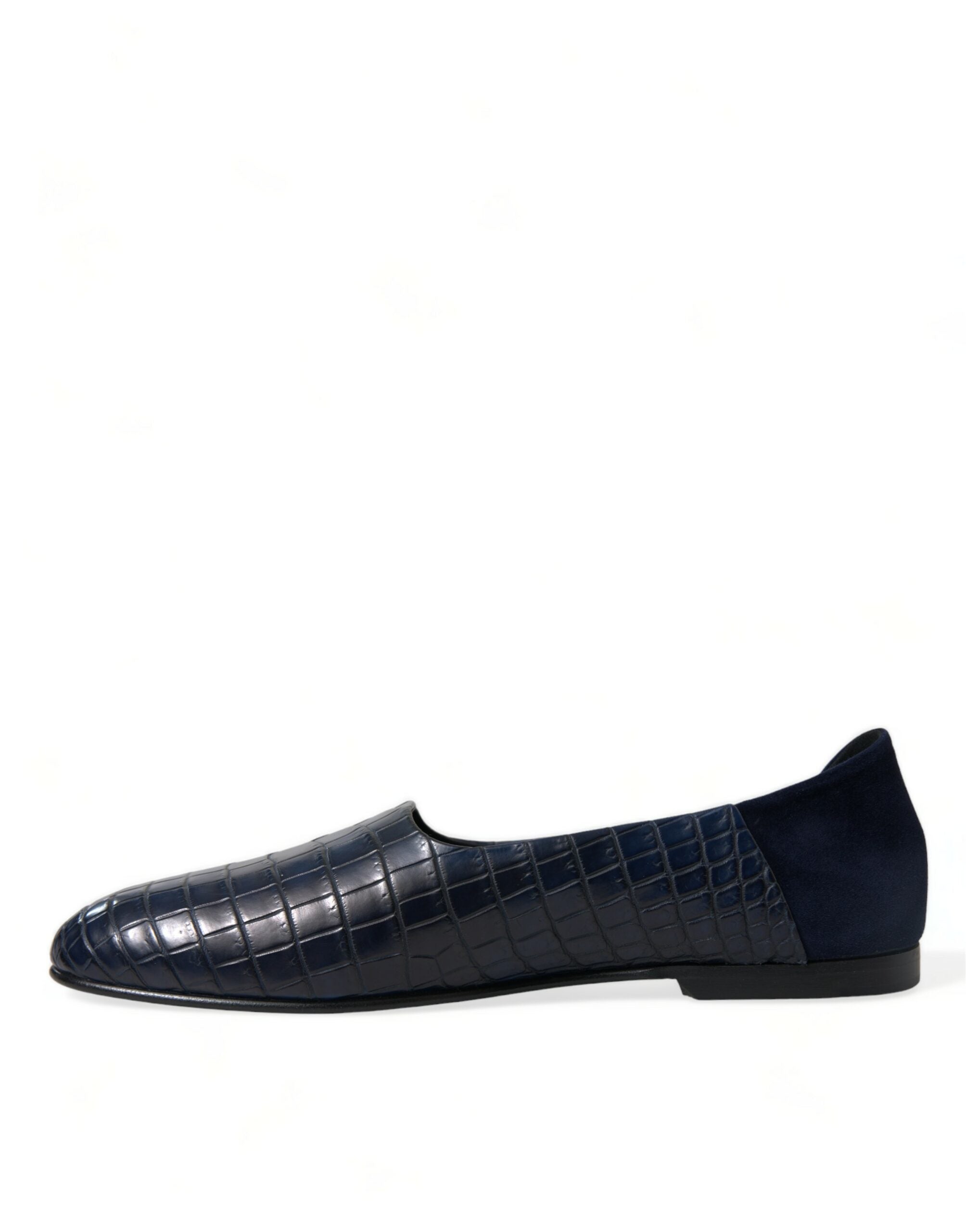 Dolce & Gabbana Blue Crocodile Leather Loafer Slip-On Shoes
