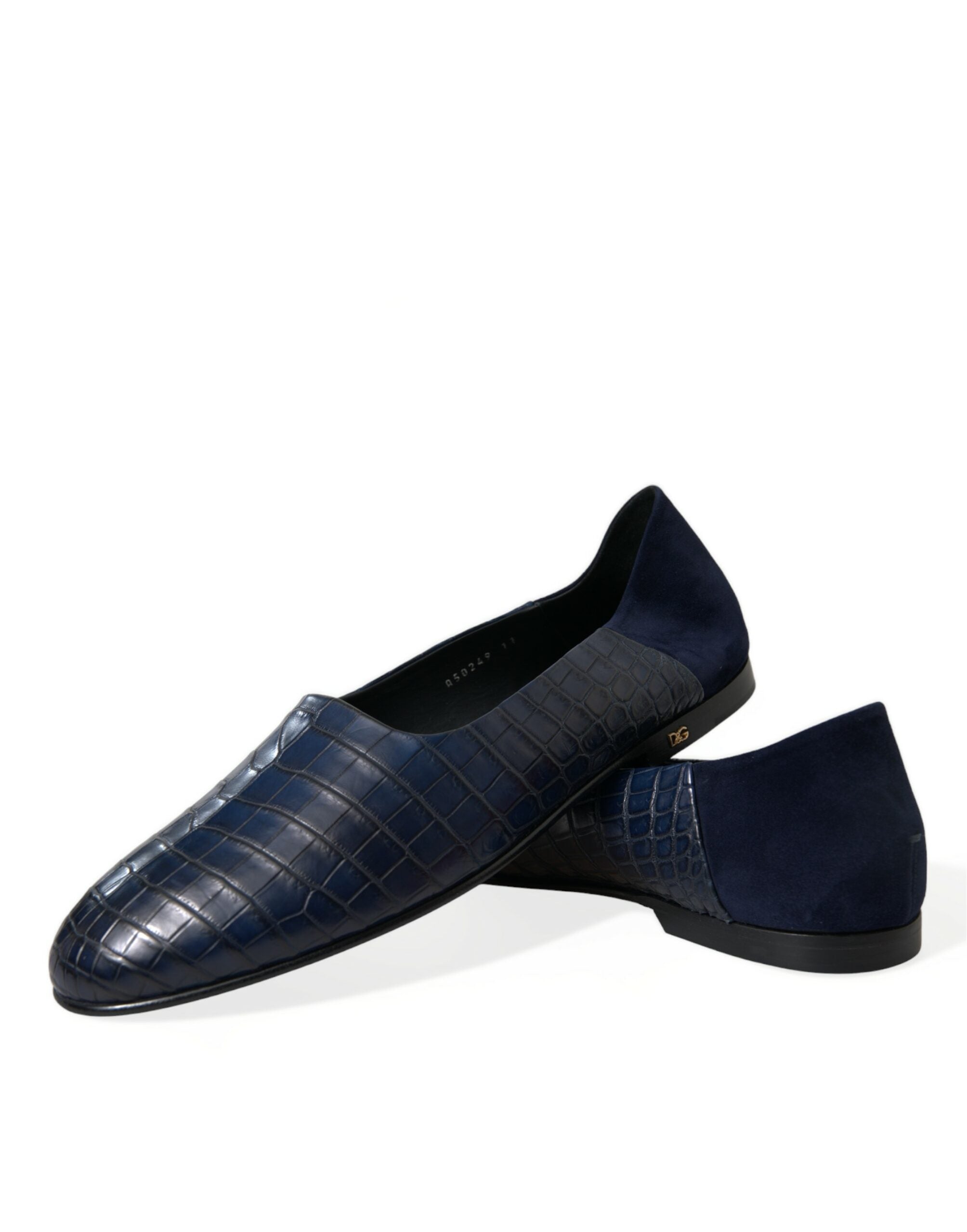 Dolce & Gabbana Blue Crocodile Leather Loafer Slip-On Shoes