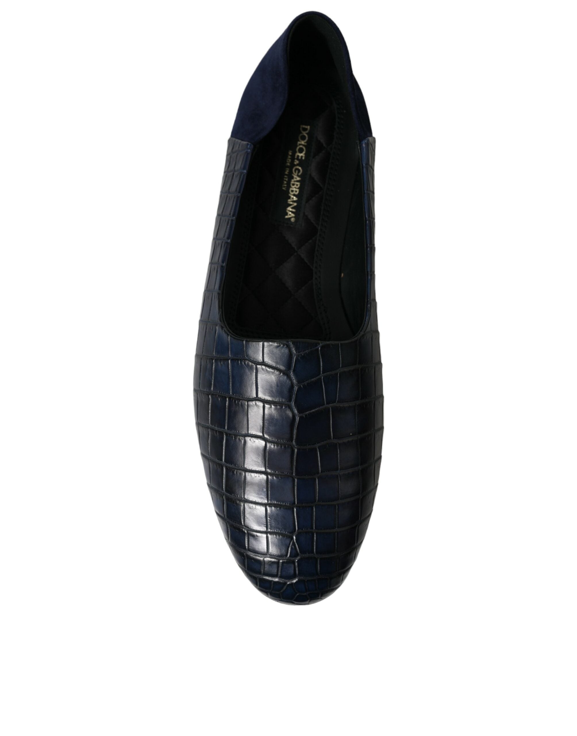 Dolce & Gabbana Blue Crocodile Leather Loafer Slip-On Shoes