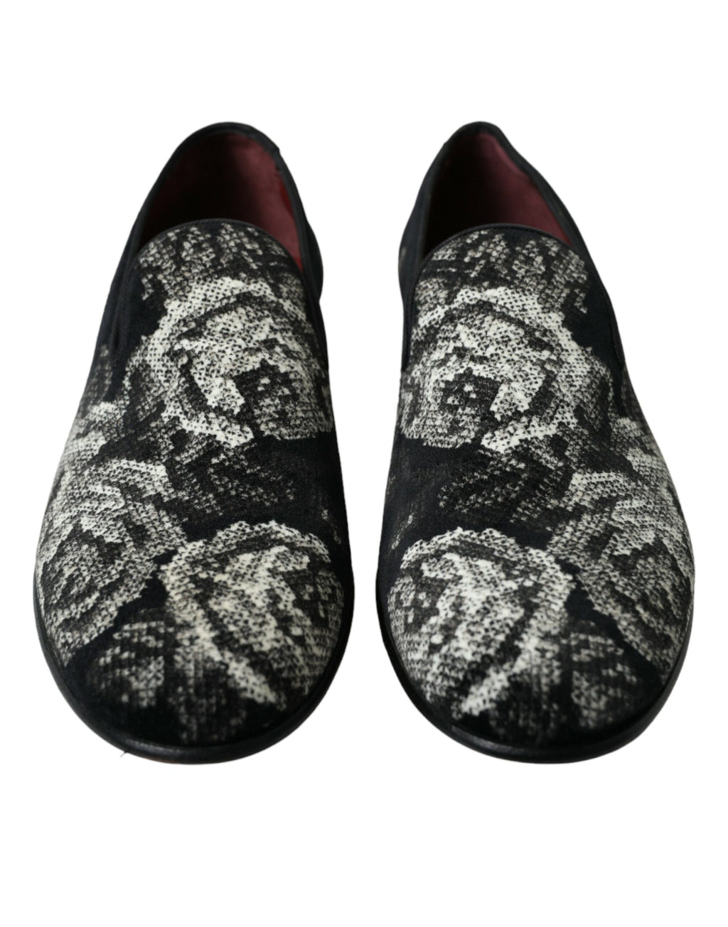Dolce & Gabbana Black Floral Slippers Men's Loafers Dress Shoes