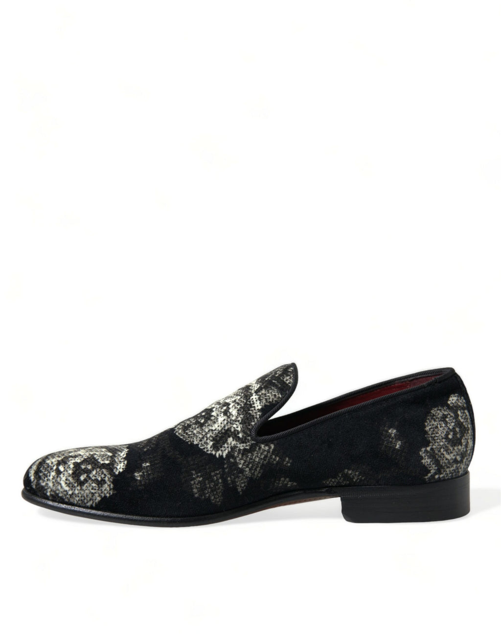 Dolce & Gabbana Black Floral Slippers Men's Loafers Dress Shoes