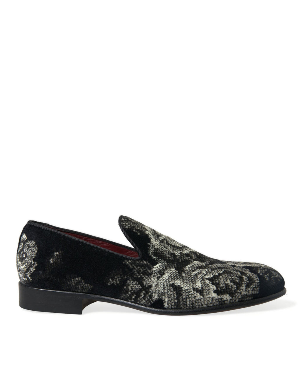 Dolce & Gabbana Black Floral Slippers Men's Loafers Dress Shoes