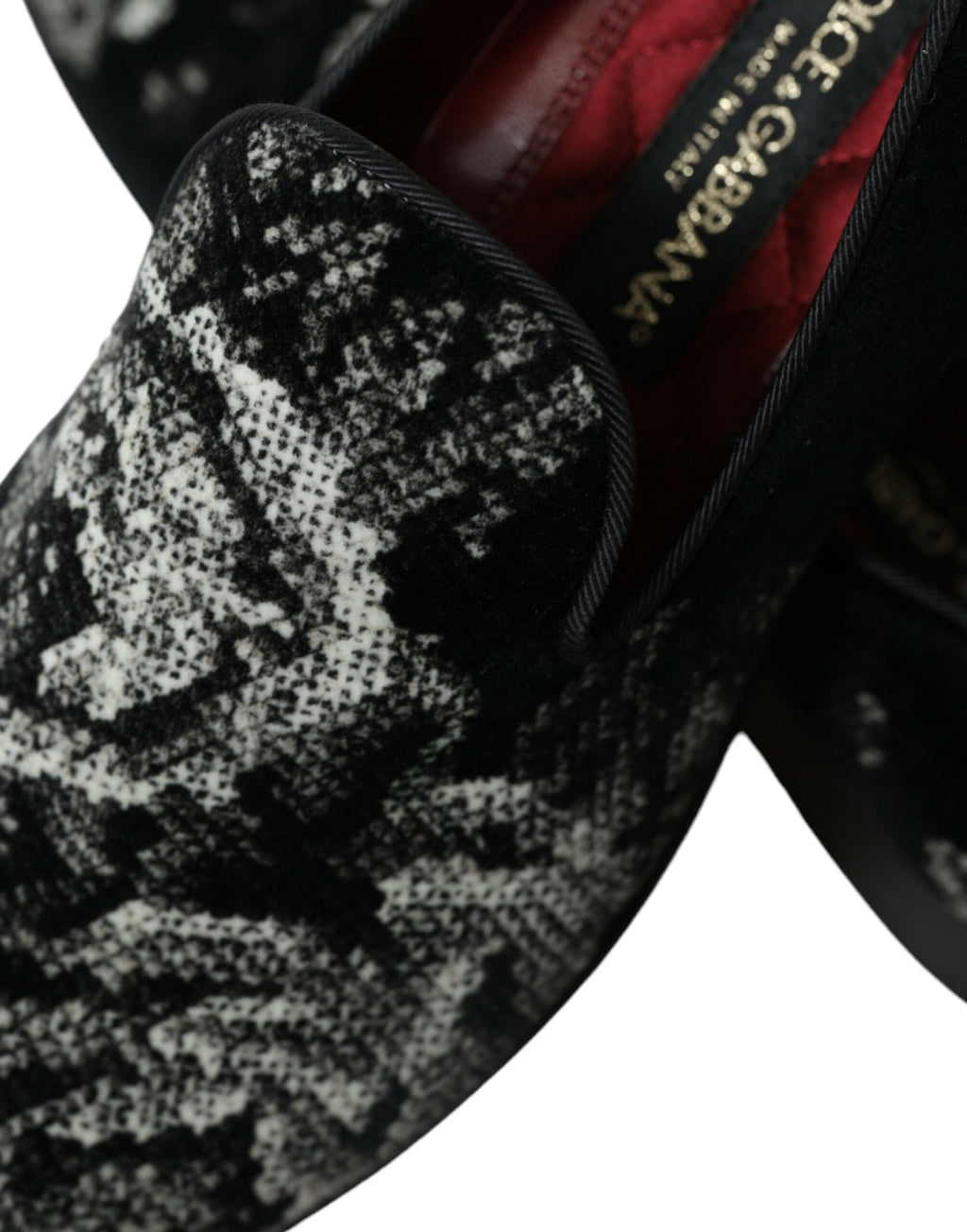Dolce & Gabbana Black Floral Slippers Men's Loafers Dress Shoes