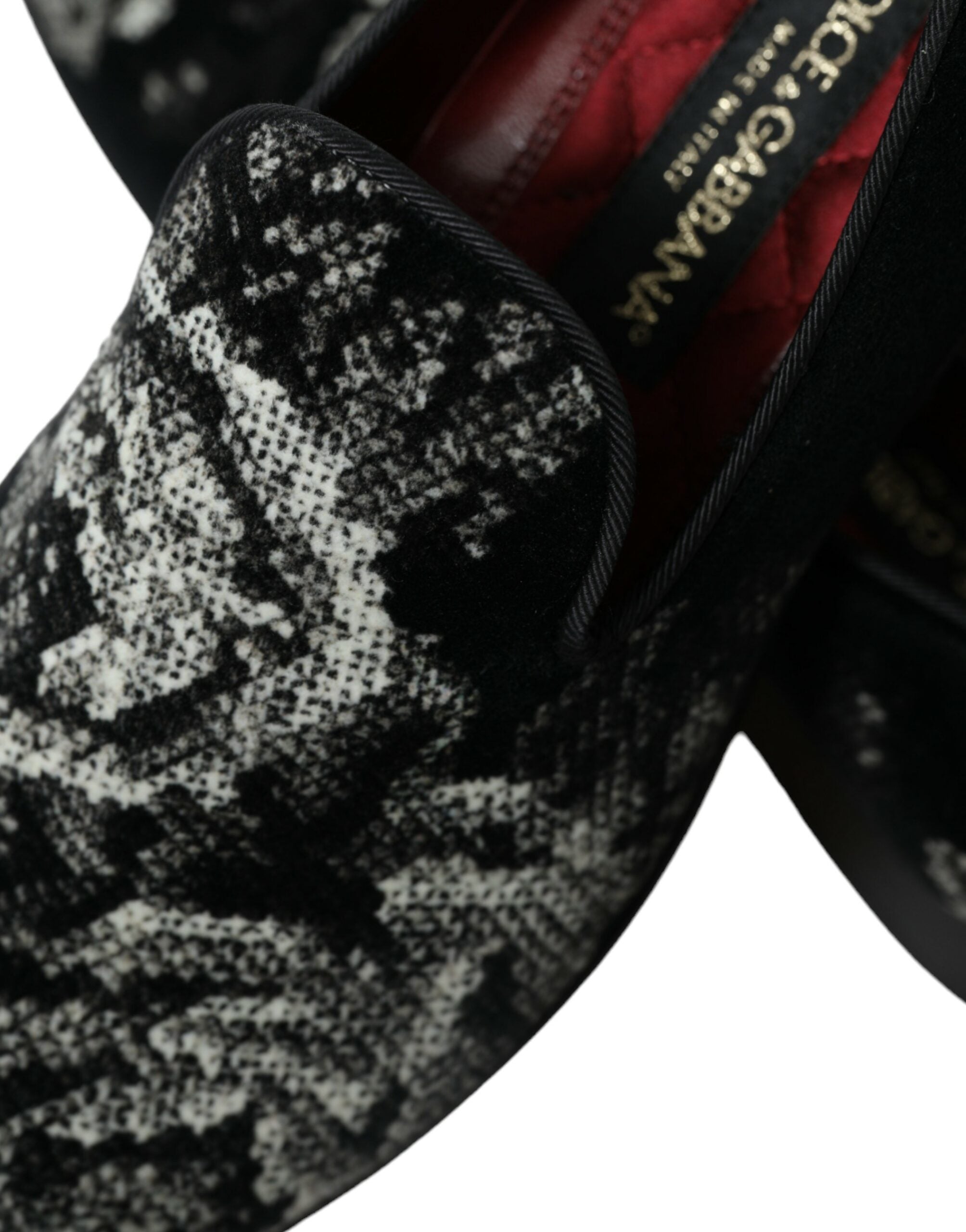 Dolce & Gabbana Black Floral Slippers Men's Loafers Dress Shoes