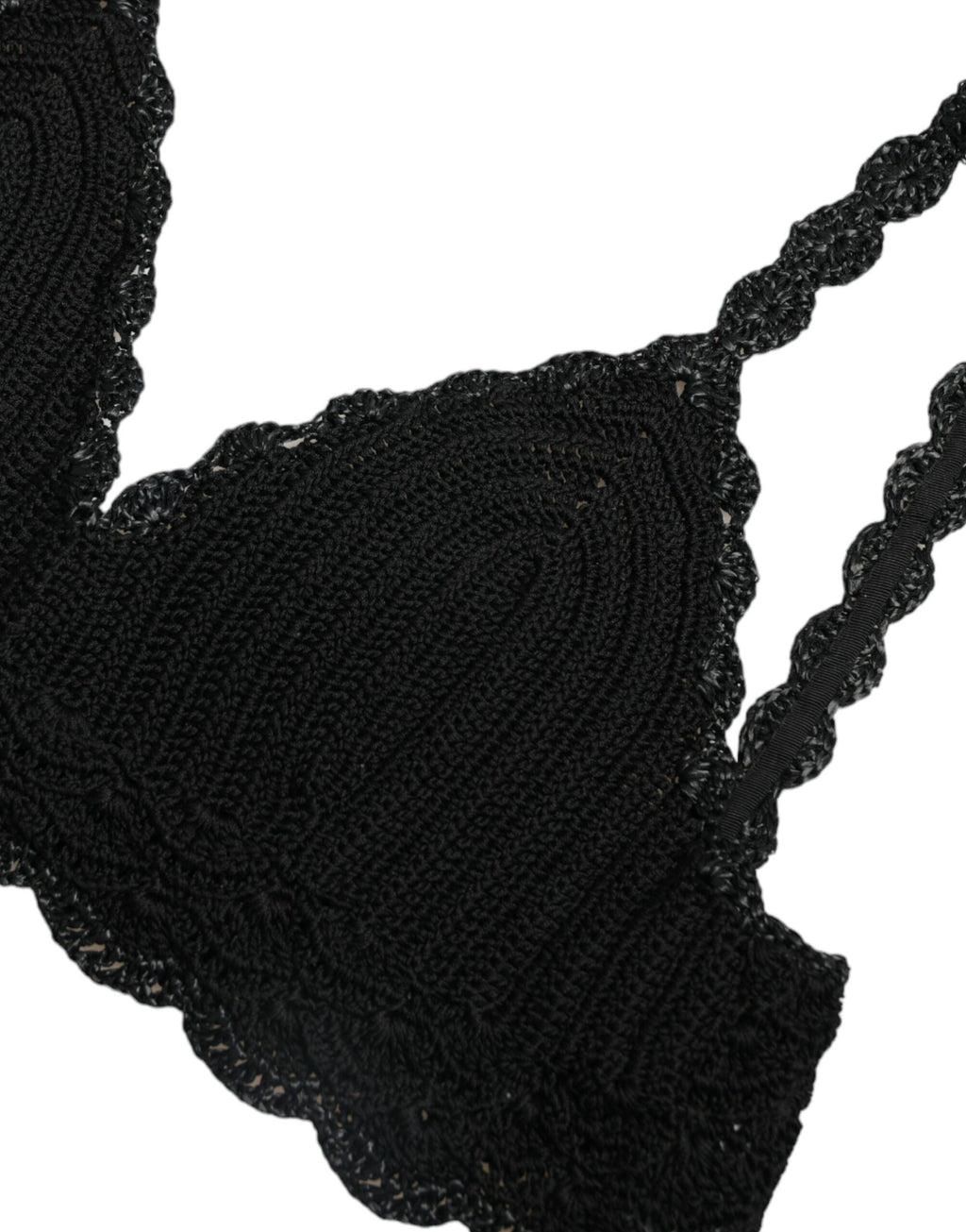Dolce & Gabbana Schwarzes Baumwoll-Bustier Cropped Crochet Tank Top