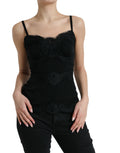 Dolce & Gabbana Black Silk-Blend Lace Sleeveless Tank Top