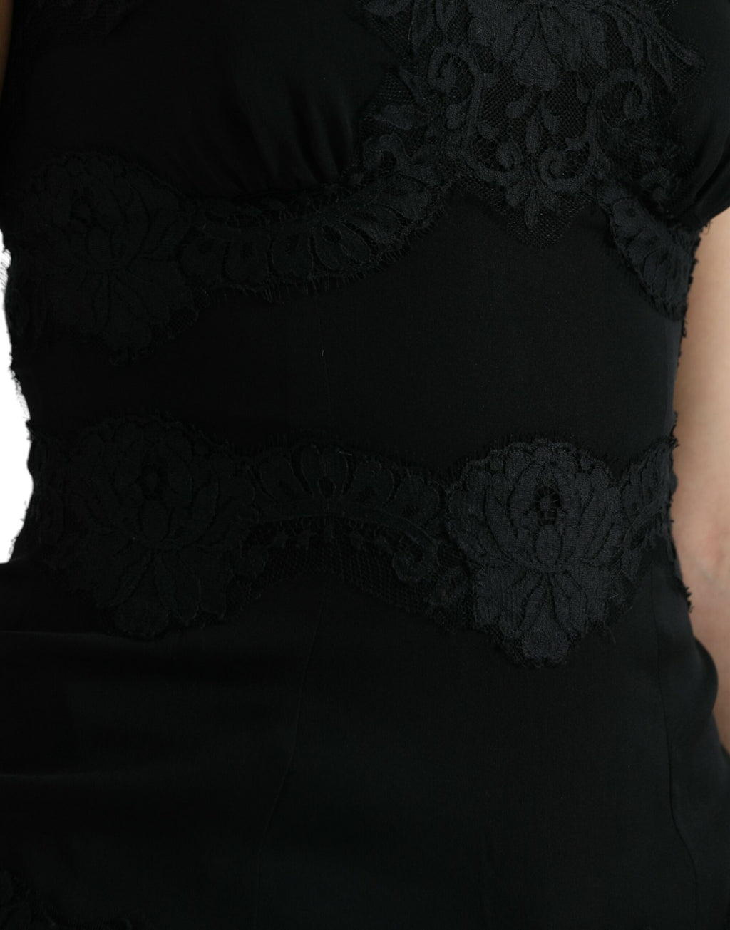 Dolce & Gabbana Black Silk-Blend Lace Sleeveless Tank Top