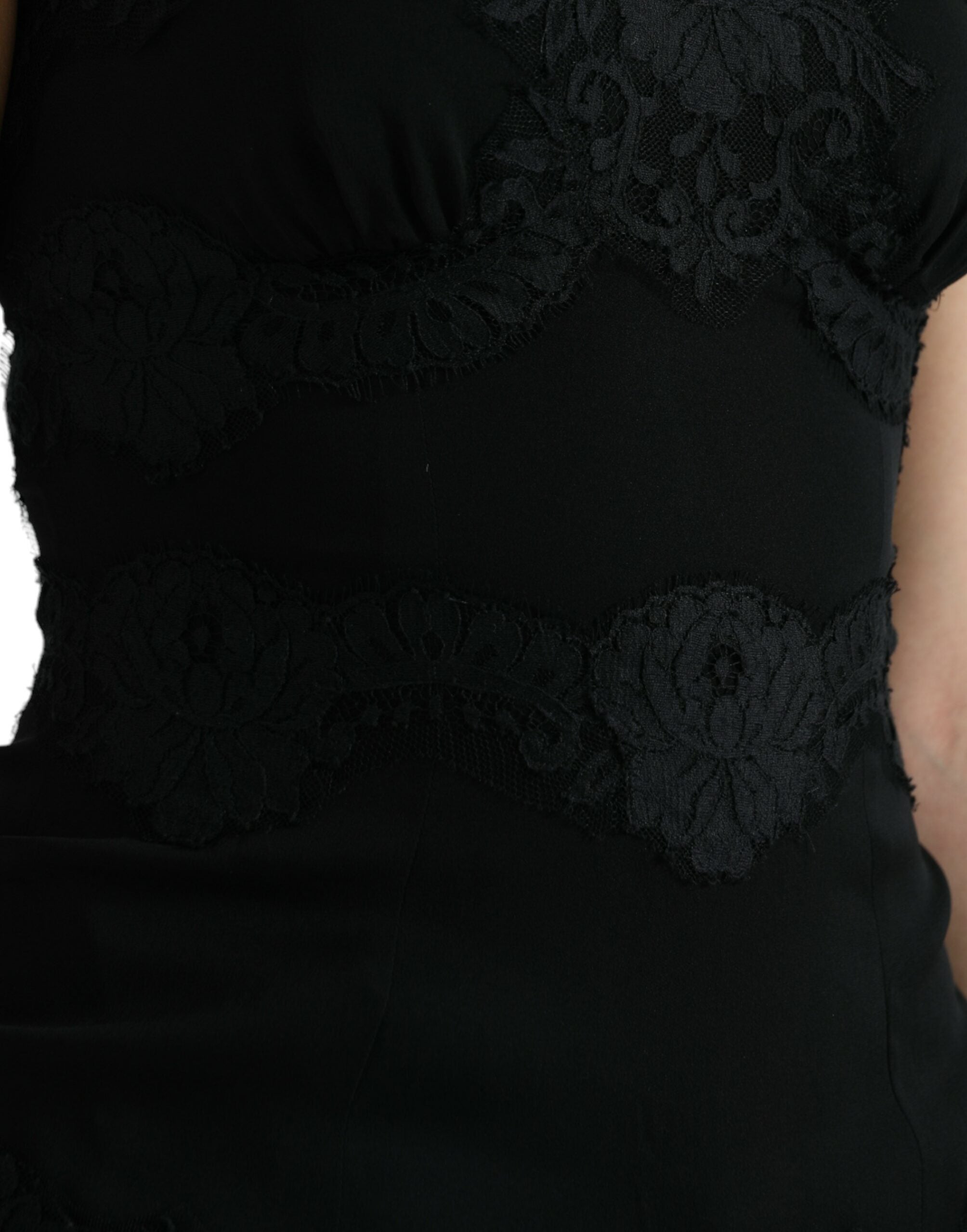 Dolce & Gabbana Black Silk-Blend Lace Sleeveless Tank Top