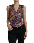 Dolce & Gabbana Multicolor Jacquard Button Vest Waistcoat Top