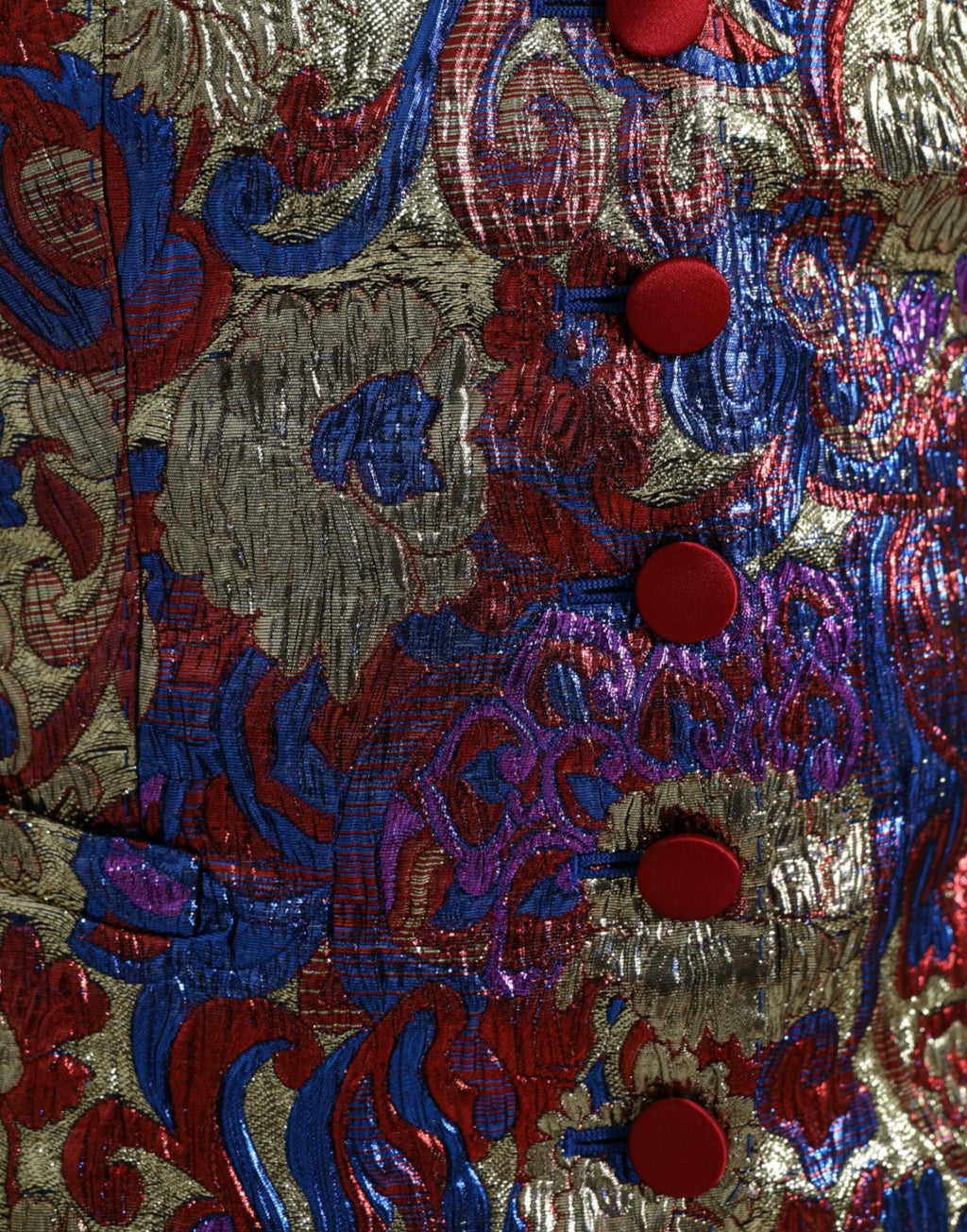 Dolce & Gabbana Multicolor Jacquard Button Vest Waistcoat Top