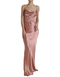 Dolce & Gabbana Pink Silk Spaghetti-Strap Long Dress