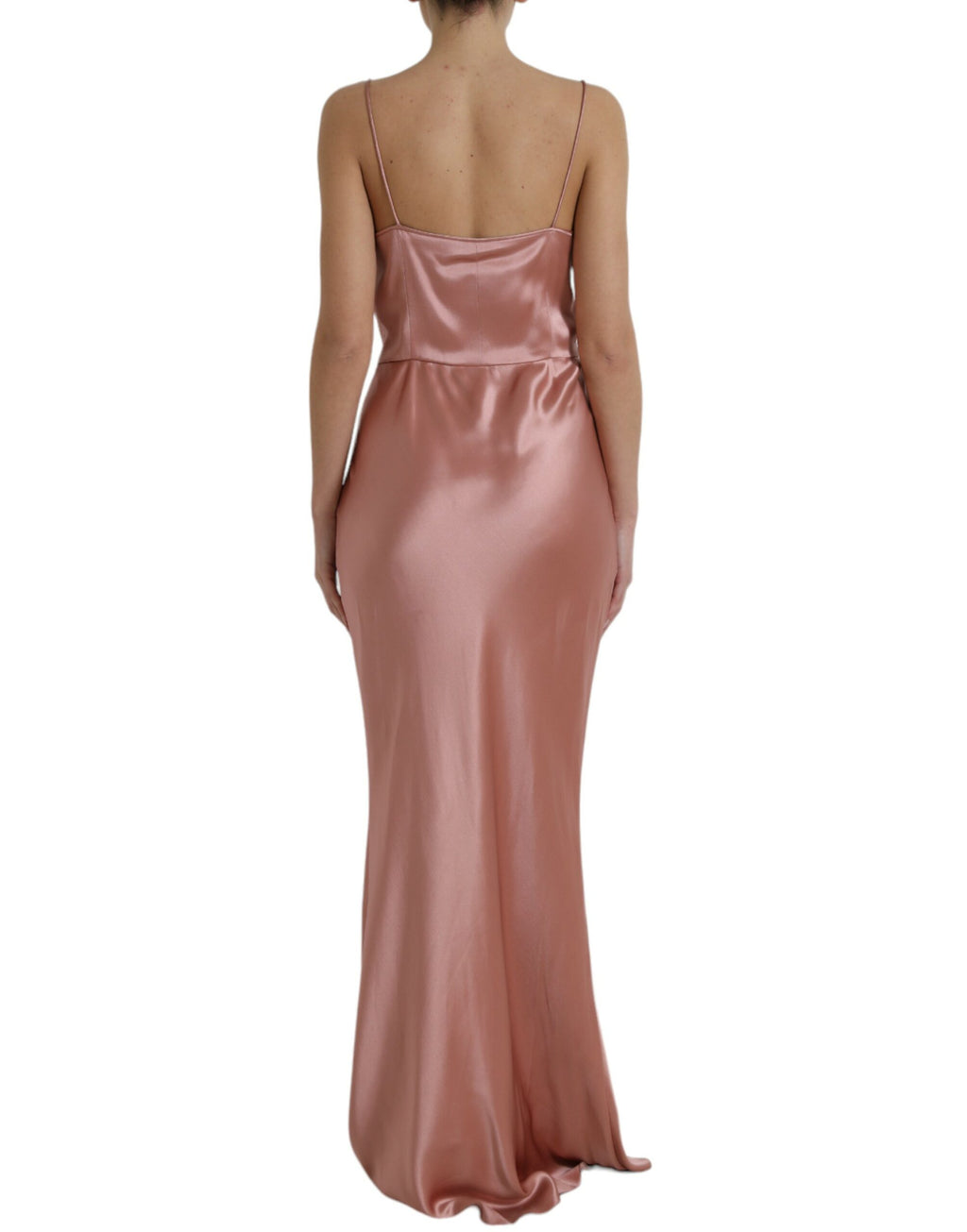 Dolce & Gabbana Pink Silk Spaghetti-Strap Long Dress