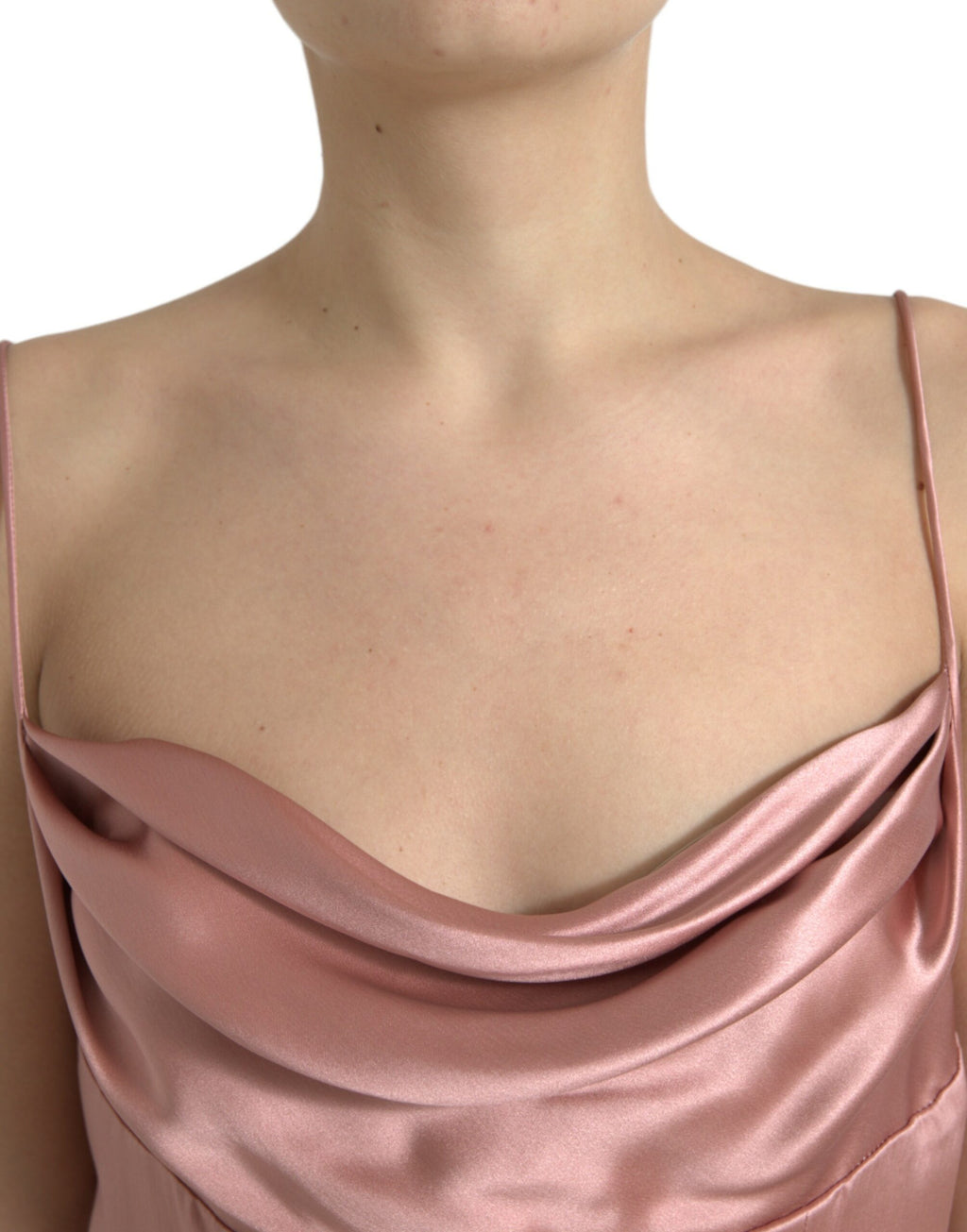 Dolce & Gabbana Pink Silk Spaghetti-Strap Long Dress