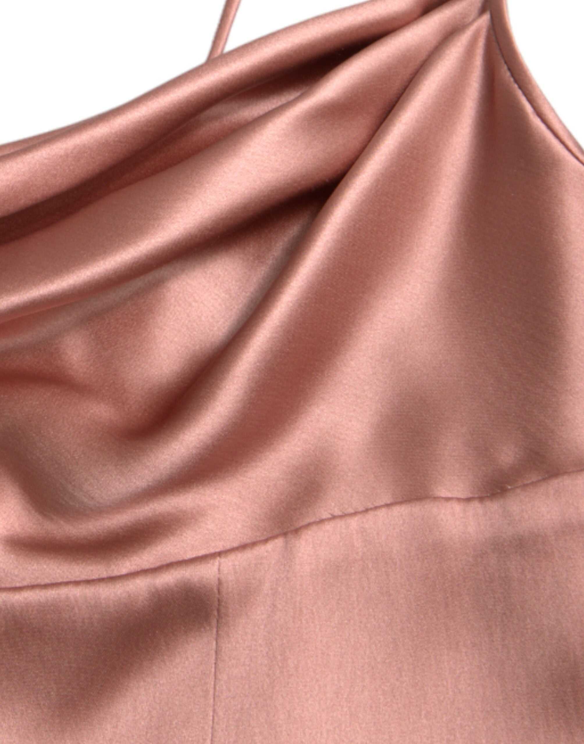 Dolce & Gabbana Pink Silk Spaghetti-Strap Long Dress