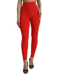 Dolce & Gabbana Red Nylon Stretch Slim Leggings Trousers